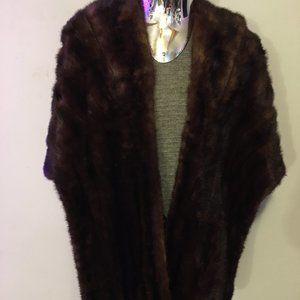 unbranded vintage 1940s-1950s brown mink fur stole